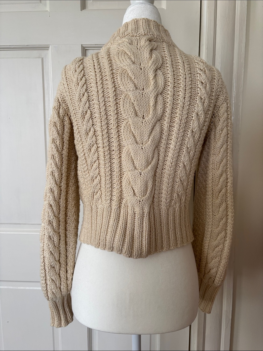 Doen 🏹 Cardiff XS/S Milky Way cotton Cable-Knit Cardigan cropped tortoiseshell - Picture 6 of 9